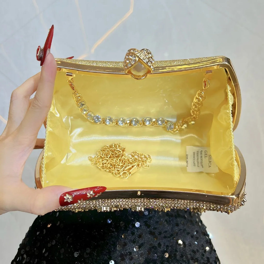 Rhinestones Diamond Evening Bags For Women Luxury Chain Shoulder Crossbody Bags Party Wedding Clutch Purse Handbags