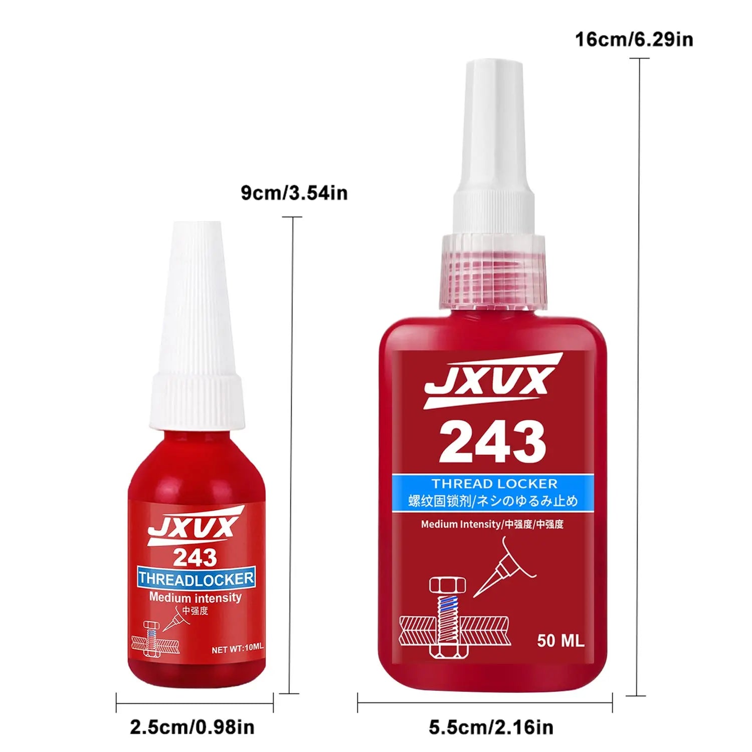 Threadlocker 243 blue 271 red Threadlocking adhesive compound Anaerobic adhesive Sealant Medium-to-high strength, oil-resistant, high-temperaturechoice for industrial machinery metal fasteners.