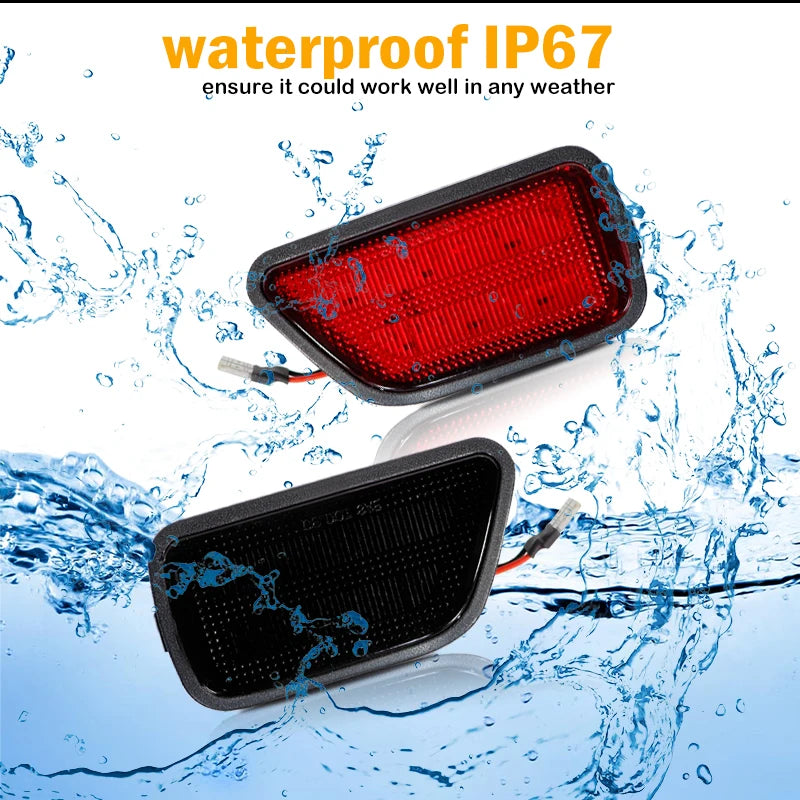 2pcs Red Full LED Rear Side Marker Light For 1997-2001 Honda CR-V Right Passenger, Replace OEM Rear Bumper Sidemarker Lamps T10