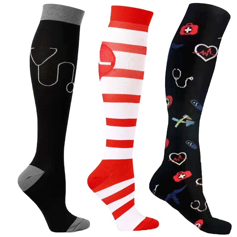 Unisex Compression Socks for Men and Women Medical Diabetes Varicose Veins Sports Socks for Running Cycling Travel Flight Yoga