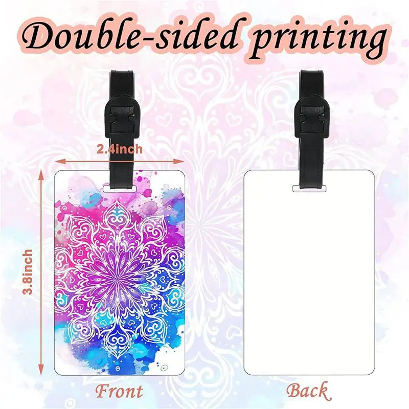 NEW-20PCS Sublimation Blank Luggage Tags Blank Travel Bag Baggage Tags With Strap Double Sided MDF Suitcase Label Tag