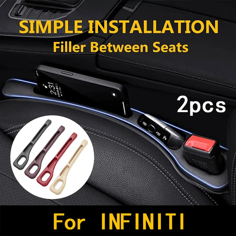 2Pcs For Infiniti Q50 Q30 FX35 G37 G35 Q70 QX70 Q60 QX50 QX60 QX80 Car Seat Gap Filler Between Seat Crevice Interior Decoration