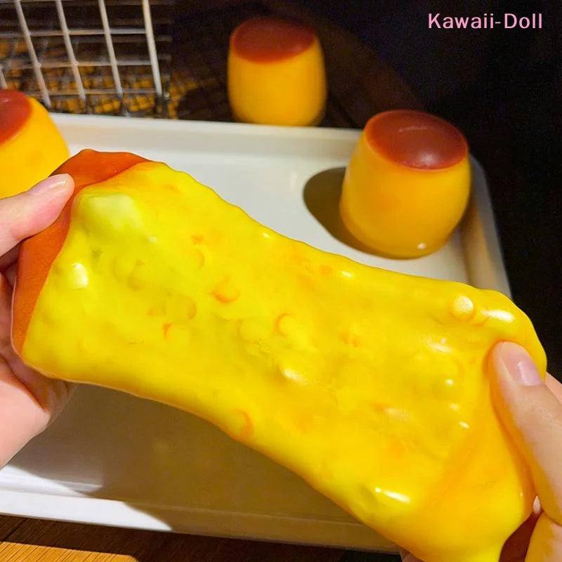 [DO]Pudding Squeeze Toys Food Shaped Squeeze Sensory Toy Rebound Soft Stress Relief Toy Creative Relaxation[DO]