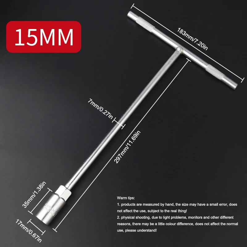 6-19 mm T-Style Socket Wrench Hexagon Nut Key Extended Hex Screwdrivers Automotive Tires Machinery Workshop Repair Hand Tools