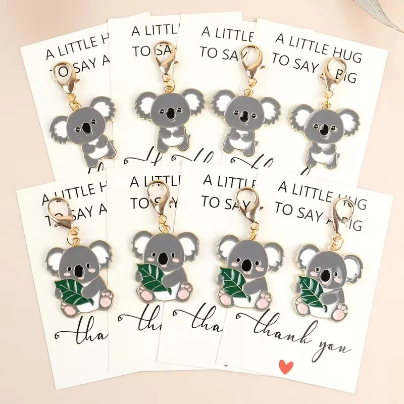 8 Simple and Cute Koala Keychains, Perfect for Giving to Friends Who Love Animals, 2D Flat Keychains; Comes with a Thank You Card—Can Be Hung on a Backpack or Key, Unique and Able to Express a Special Message; Ideal for Eve