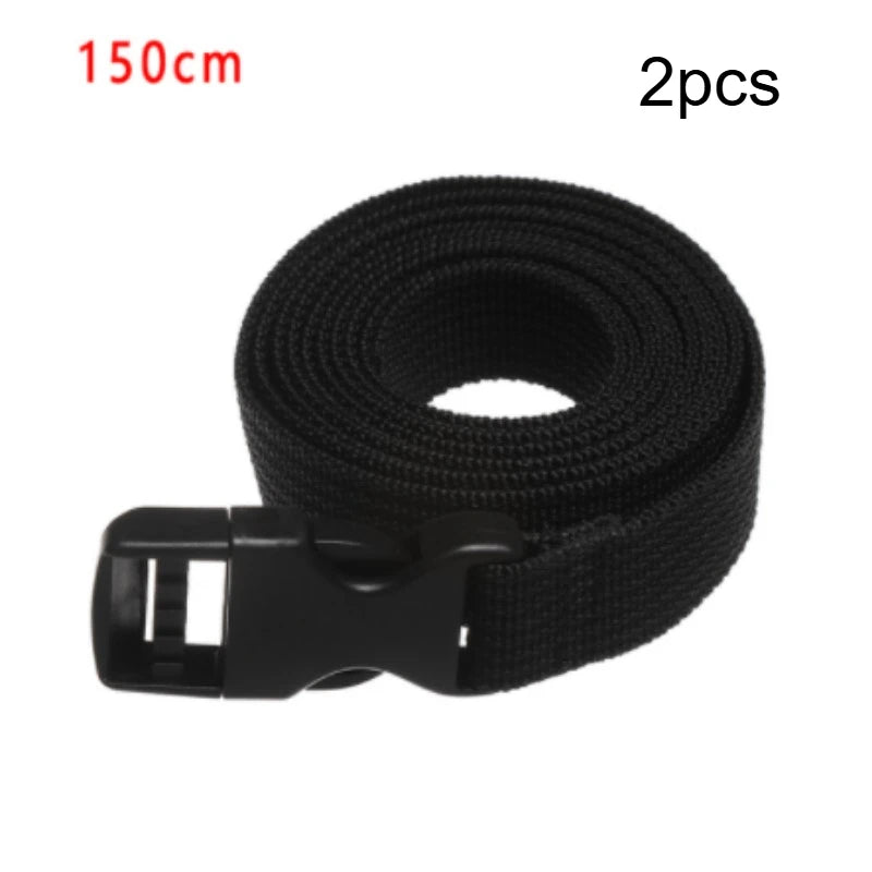 2pcs Travel Tied Black Durable Nylon Cargo Tie Down Luggage Lash Belt Strap With Cam Buckle Travel Kits Outdoor Camping Tool