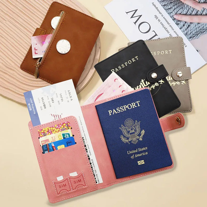 Personalized Passport Holder Wallet, Portable Travel Passport Cover Case, Men Women Travel Document Accessories