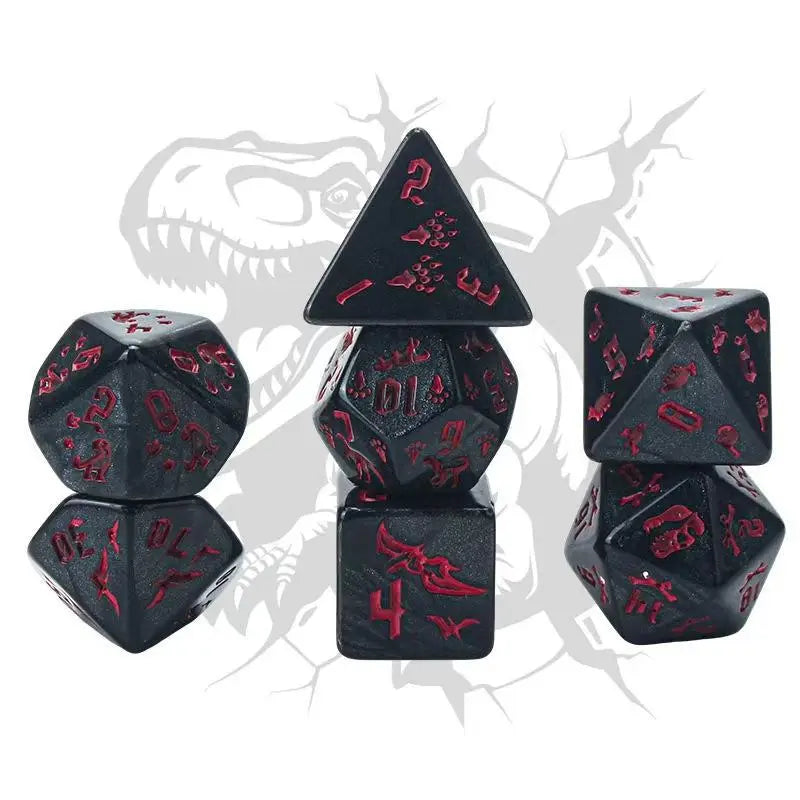 7Pcs/Set Dinosaur Dice Clear Engraved Digits Dice For Prehistoric Dinosaur For Tabletop Board Game Nights