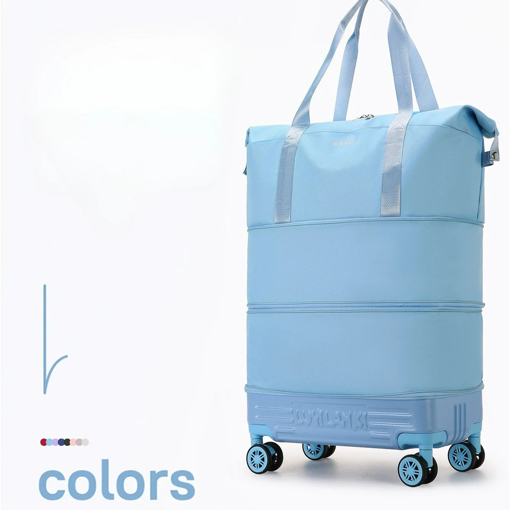 New Travel Bag with Trolley and Wheels Durable, Simple, High-end, Trendy Travel Bag Foldable Expansion Rolling Luggage