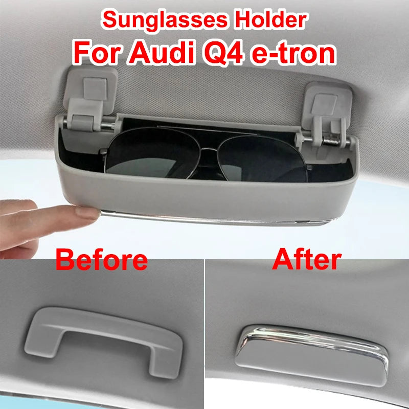 Sunglasses Holder For Audi Q4 E-tron Roof Handle Armrests Glasses Case Car Storage Organize Box Interior Styling Accessories