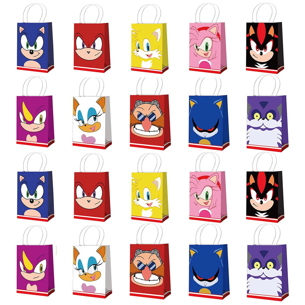 Sonic Birthday Party Supplies Hedgehog Action Figure Disposable Tableware Paper Plates Cup Knife Fork Spoon Baby Bath Toys
