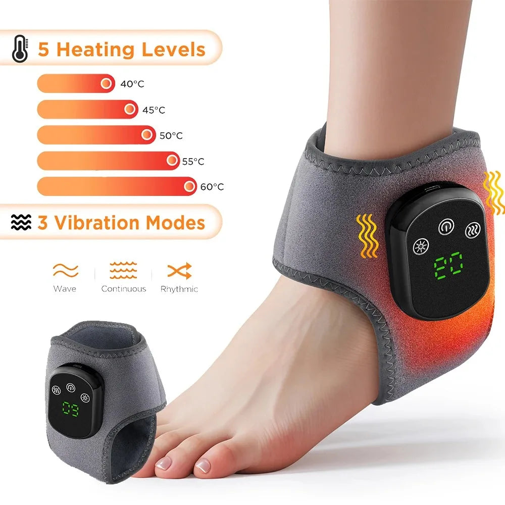 Heated Wrist & Foot Massager for Home Comfort Cordless Hand Wrist Wrap with 5 Heat & 3 Vibration Modes Ankle Massager Belt