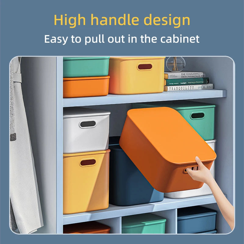 Colorful Plastic Organizers Storage Box With Lid For Toys Underwear Sock Jewelry Lipstick Container Stackable Baskets Bins