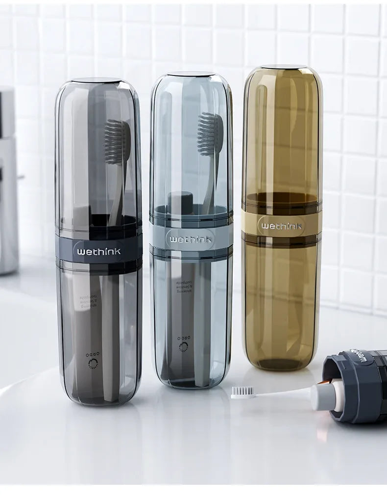 Portable Clear Travel Toothbrush Case, All-in-One Electric Toothbrush Holder, Hard Shell Organizer for Business Trip Gym Camping