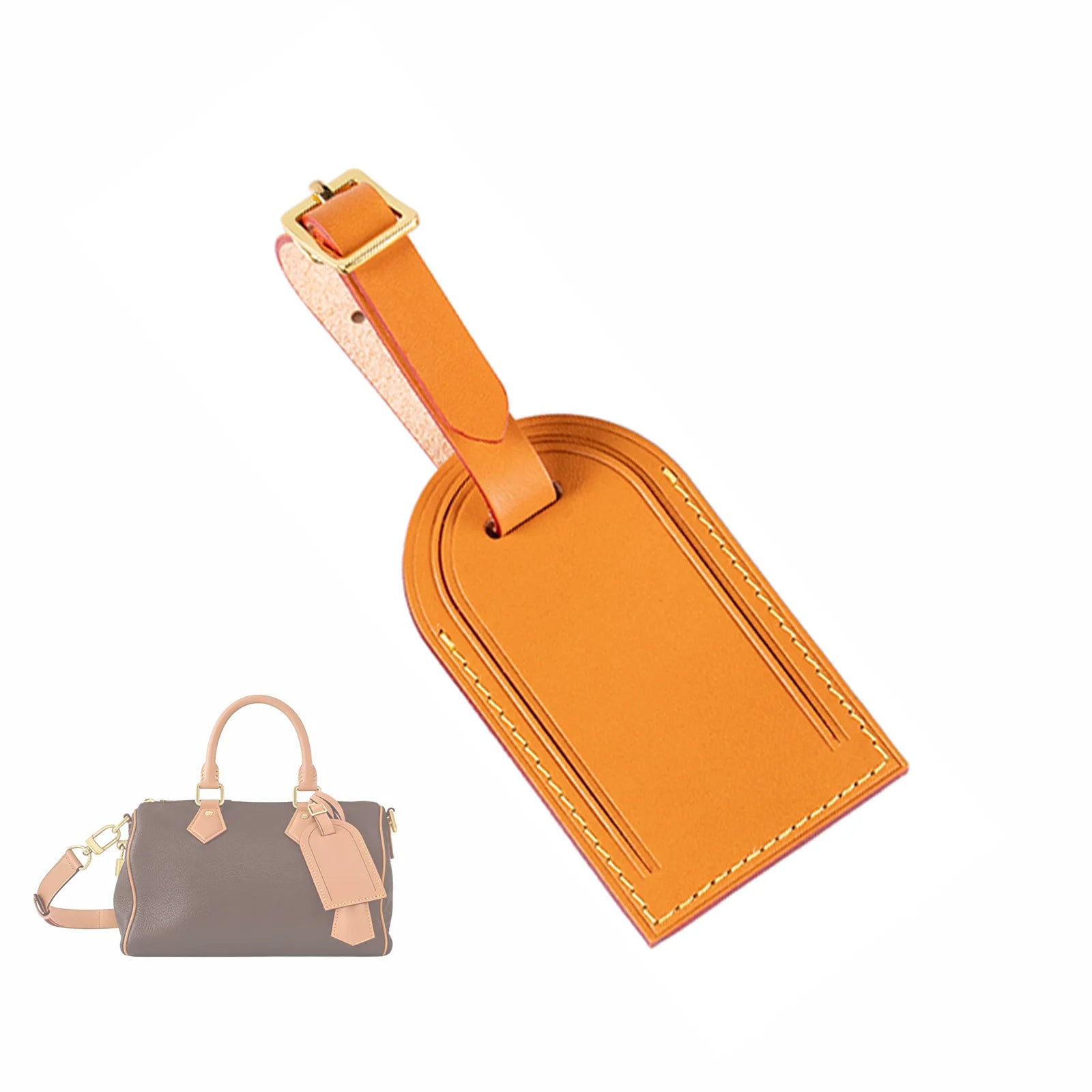Genuine Leather Luggage Tag Replacemance for LV Speedy 25 30 35 40 Bag Vachetta Leather Accessories Travel Tags