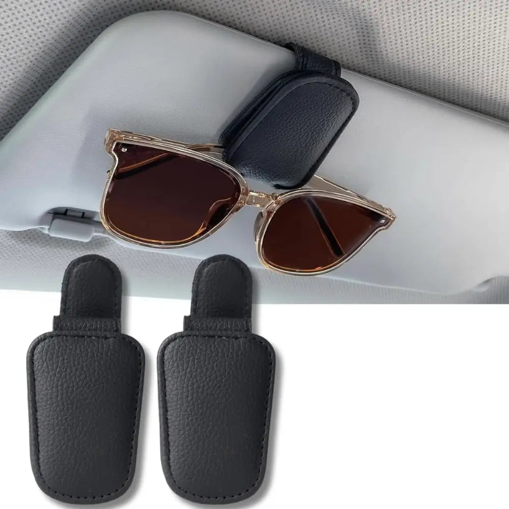 Sunglasses Holder Is Suitable for Car Sunshades Magnetic Leather Sunglasses Clip and Ticket Clip Car Sunshade Accessories