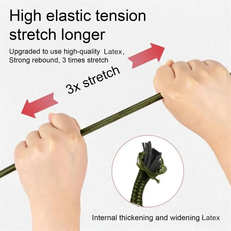 Outdoor Heavy Duty Bungee Cord Elastic Tie Strap String Carabiner Hooks Kayak Cycling Luggage Packing Ropes Camping Accessories