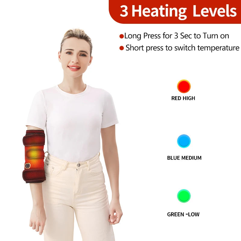 USB Electric Heating Elbow Brace Heating Pad Vibration Massage Wellness Protector Relieve Joint Fatigue Home Relax 3 Modes