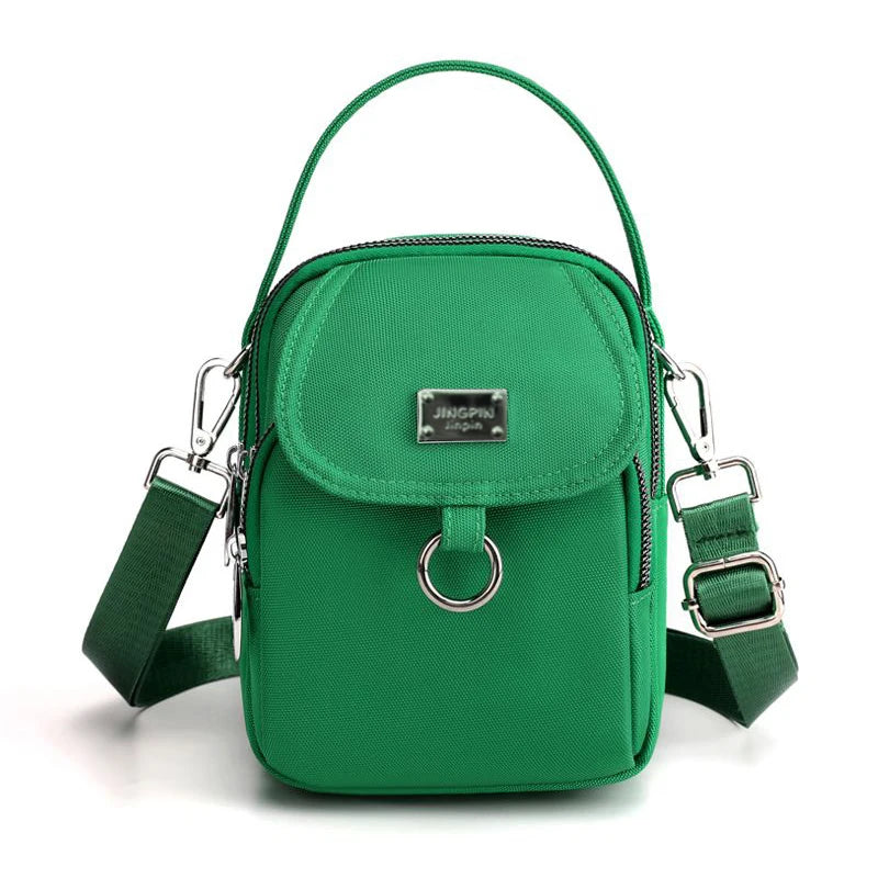 Multi Zipper Oxford Crossbody Bag Lightweight Adjustable Strap Casual Daily Travel Handbag With Top Handle For Everyday Use