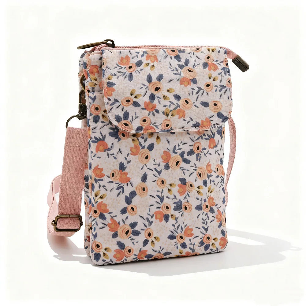 Fresh countryside fabric crossbody phone bag - floral five-layer crossbody women's bag