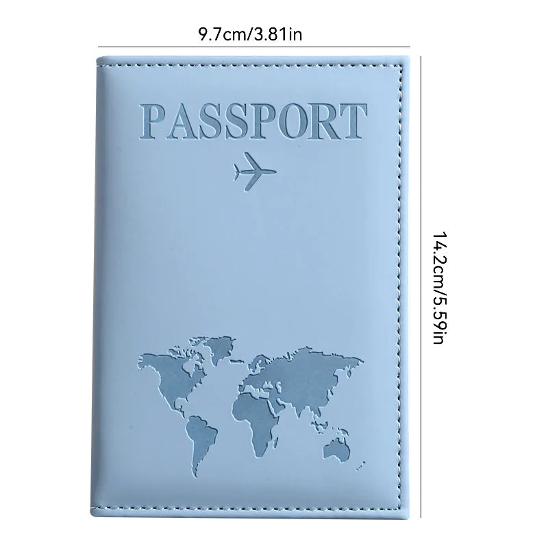 PU Leather Passport Cover for Men & Women Organizer - Protective Card Holder ID Document Covers World Map Travel Passport Case