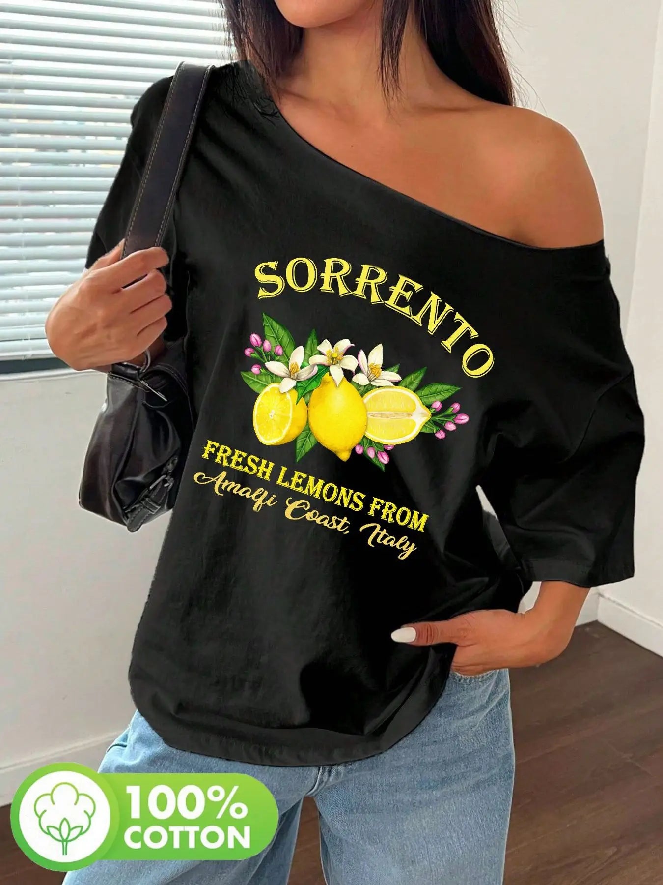Plus Size 100% Cotton Shoulder Loose Print T-Shirt Oversized Y2K Style Graphic Tees Women Tops Summer Off The Shoulder Top