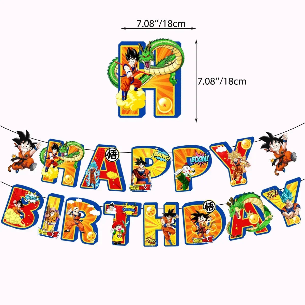 Dragoned Ball Z Balloons Happy Birthday Banner Goku Vegeta Ballons Party Decoration Plate Disposable Tableware Cake Topper Toy