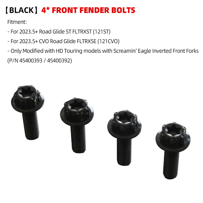 Road Faith Titanium Alloy Motorcycle Caliper Bolt Front Fender Bolts Anti-theft For HD 121CVO 121ST 24-up 117 Road/ Street Glide