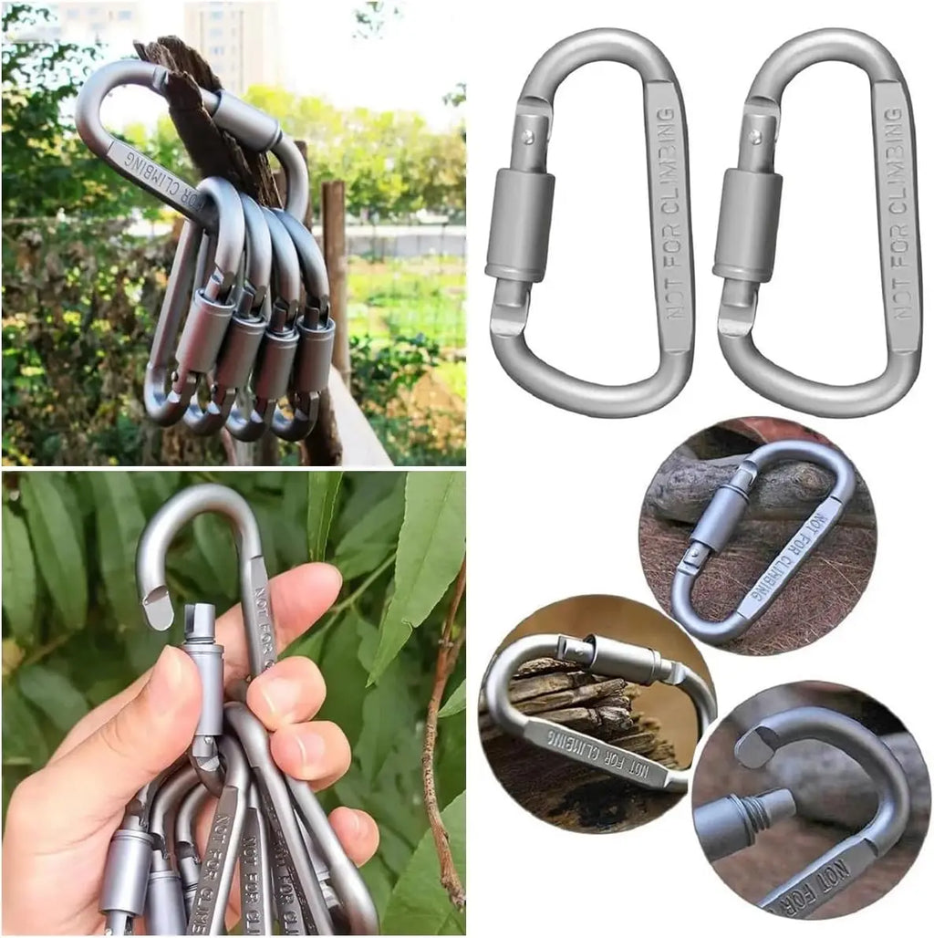 4 Pack D-ring Carabiner Clip Lightweight Aluminum Carabiners With Barrel Locking For Keychain Tactical Bag Backpack