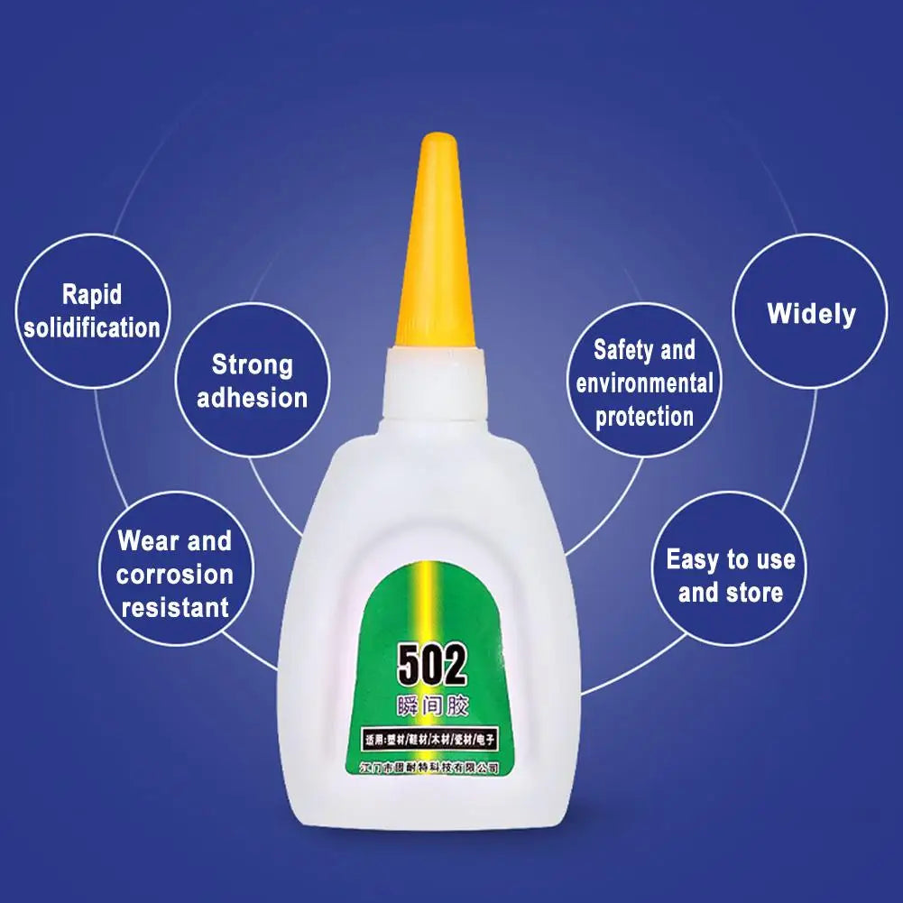 502 Super Glue Instant Quick-drying Cyanoacrylate Adhesive Leather Rubber Wood Metal Strong Liquid Glue Tool