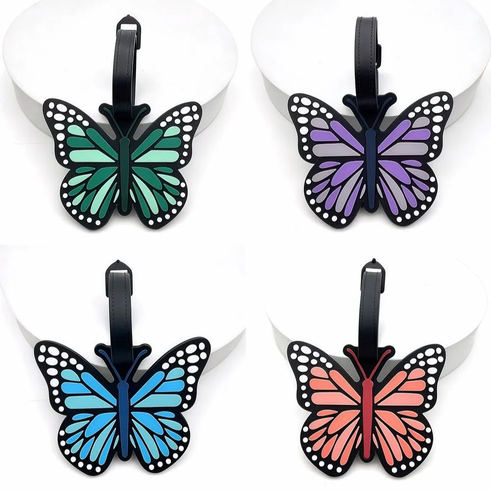Butterfly-shaped luggage tag with strap, durable luggage, suitable for travel, easy to find your travel luggage.xtz