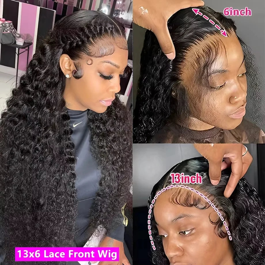 Human Hair 5x5 Glueless Curly Wig 13x6 HD Lace Front Wig 13x4 Water Deep Wave Lace Frontal Wigs 4x4 HD Closure 30 40 Inch