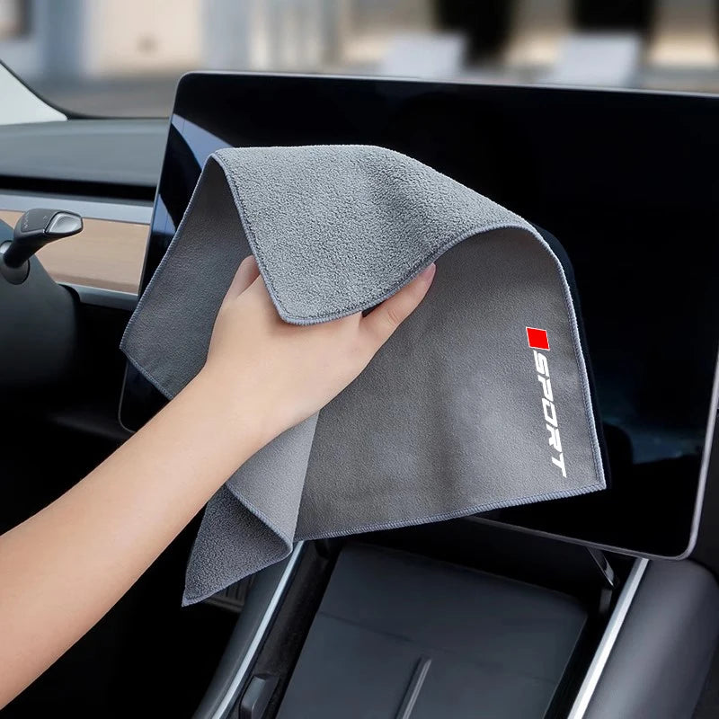 2Pcs Non-Falling Hair Suede Car Wash Towel for Audi A1 A3 A4 A5 A6 A7  Interior Cleaning Cloth Efficient Drying Auto Accessories