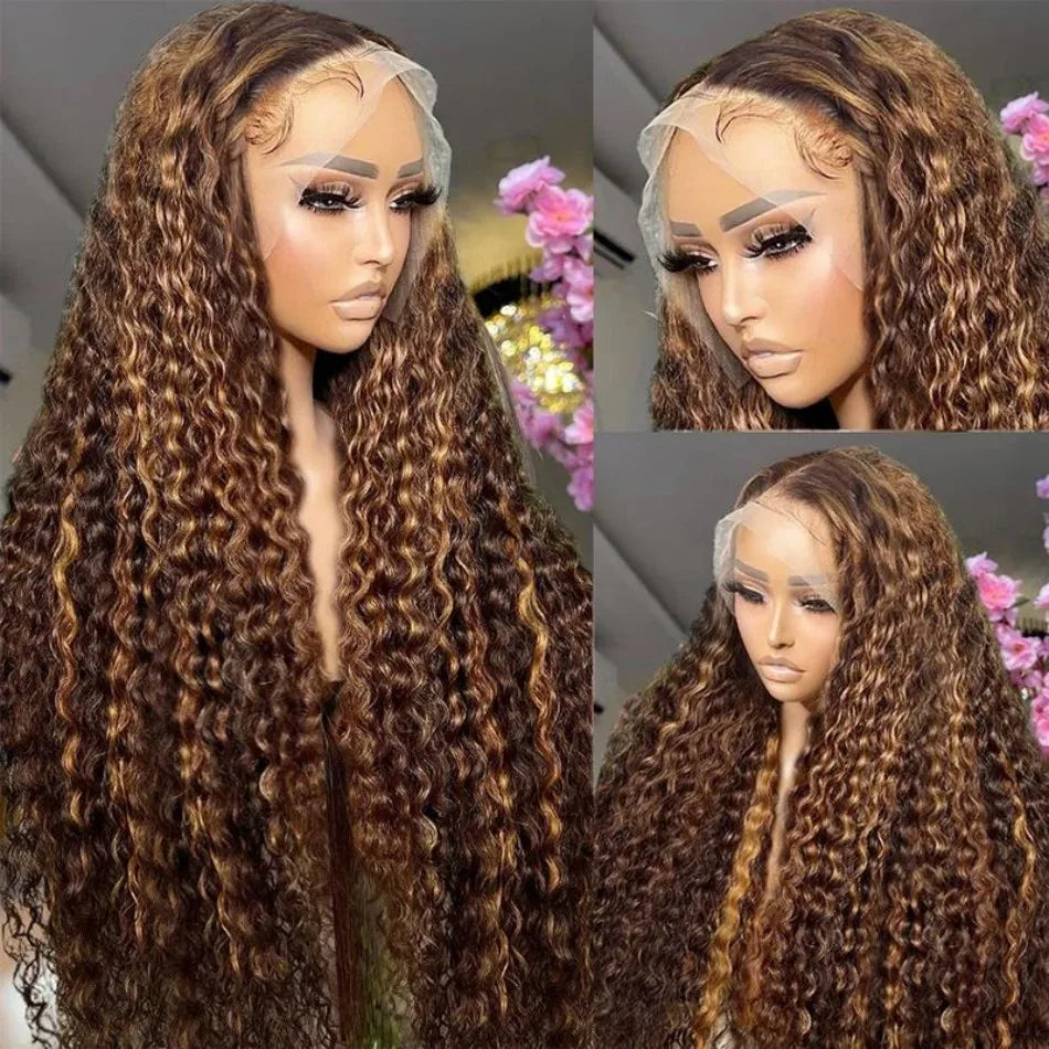13X6 Hd Lace Frontal Wig Curly Deep Wave Human Hair Wigs 40 Inch Lace Front Wigs Brazilian Natural Black 230 Density Pre Plucked