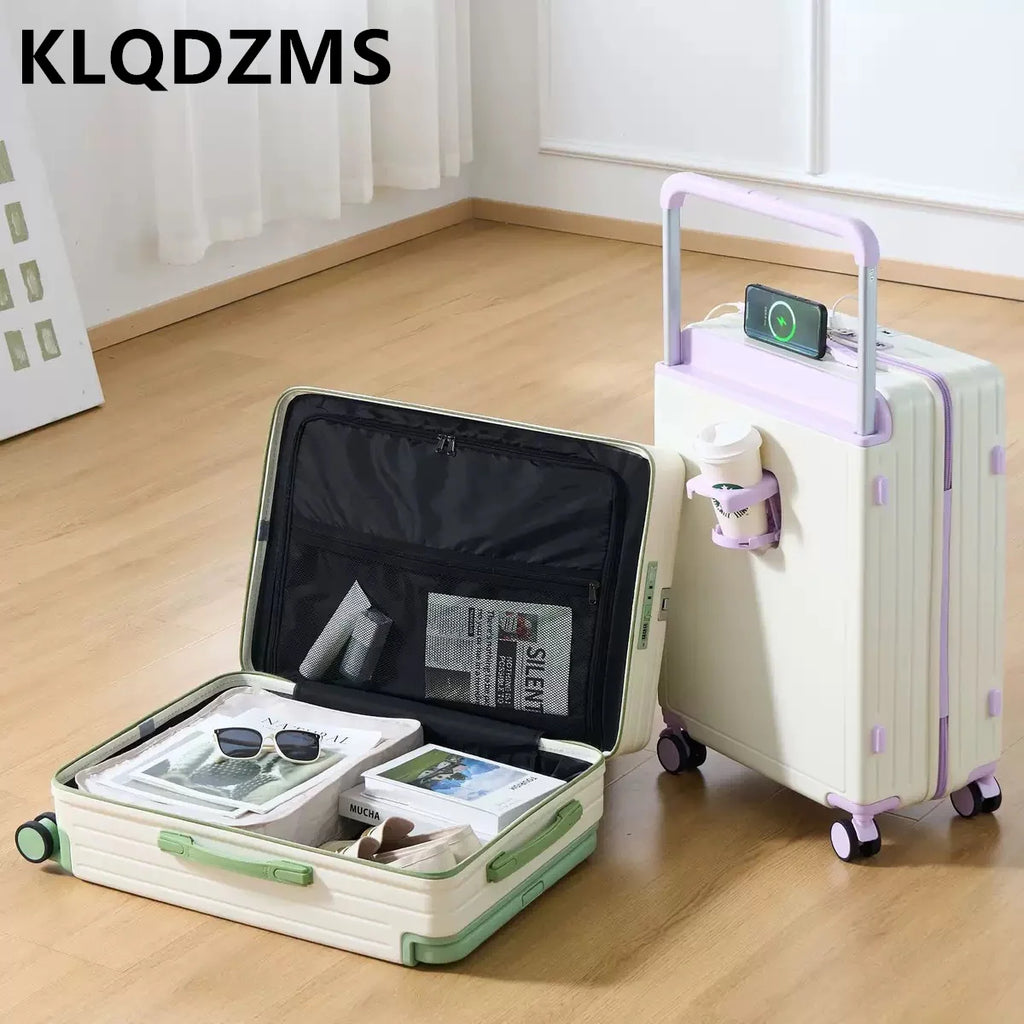 KLQDZMS 20"22"24"26"28 Inch Zipper Suitcase PC Boarding Box Multifunctional Trolley Case Large-capacity Password Luggage Bag