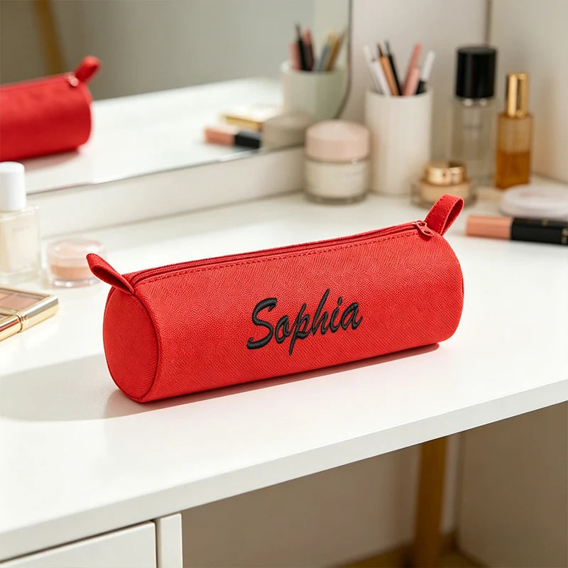 Customised Embroidery/Standard Style 2 Options, High-Quality Cylindrical Pencil Case, Storage Bag, Back-To-School Season!