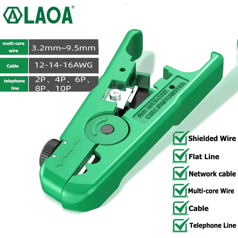 LAOA Multifunctional Adjustable  Network Stripper Tool Wire Stripper 3.2-9.5mm  Wire Cable Cutter Tools