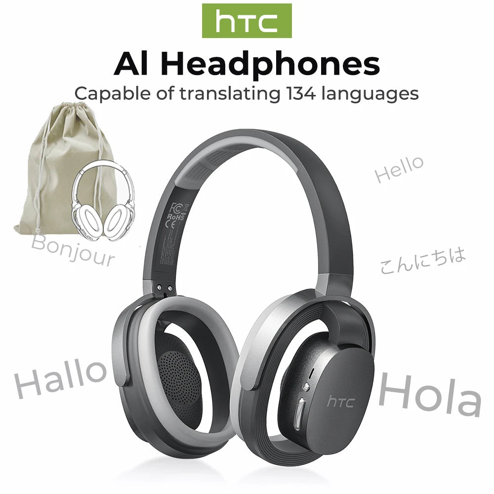 HTC HP07 Bluetooth V6.0 Wireless Open-Ear Headphones Foldable Punchy Bass Headset for PC Laptop phone TV lightweight Hollow Airy