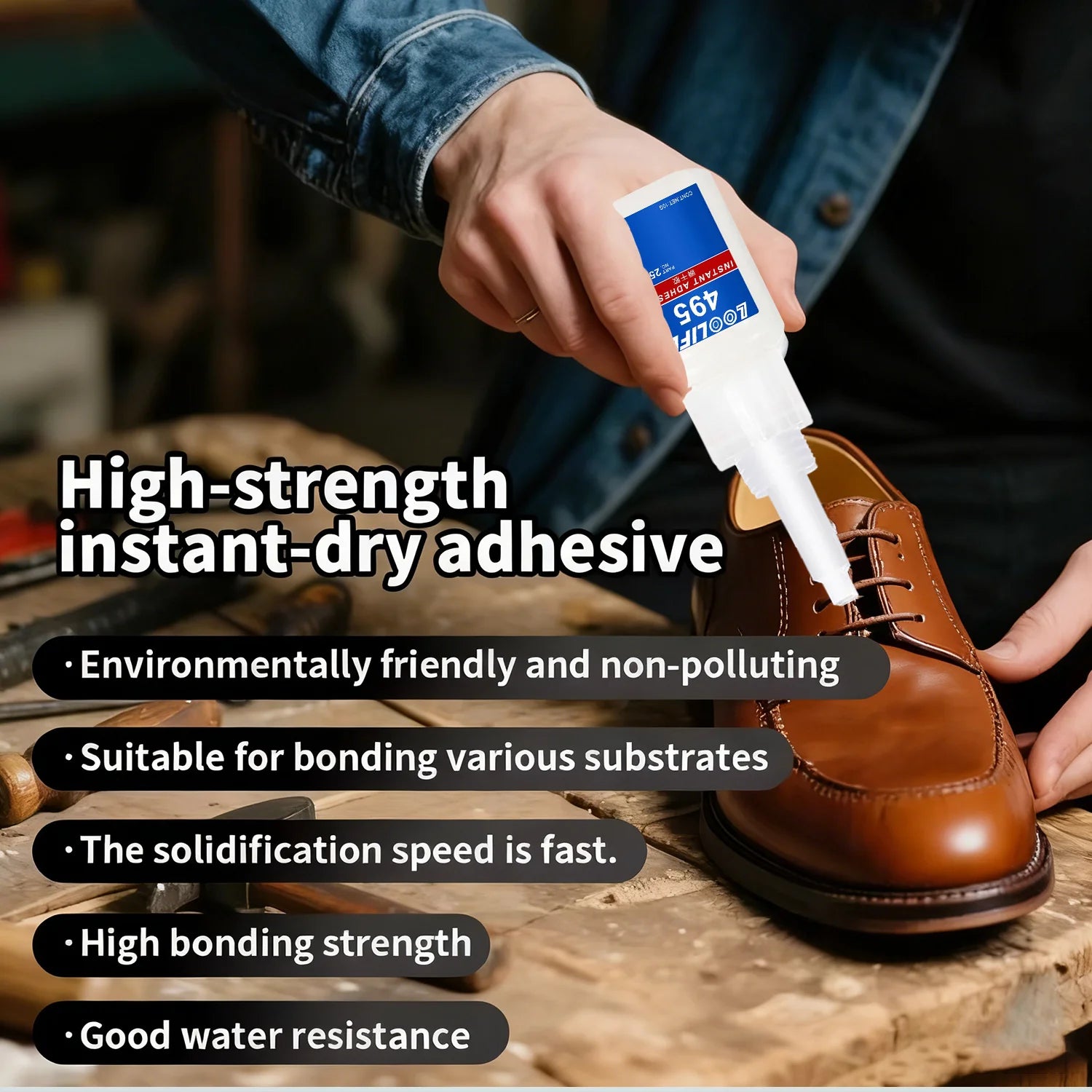 LOOLIFL 5PCS 495 Super Glue Plastic Professional Adhesive TransparentCyanoacrylate Glue Fast Drying Odorless Long Lasting Bondin