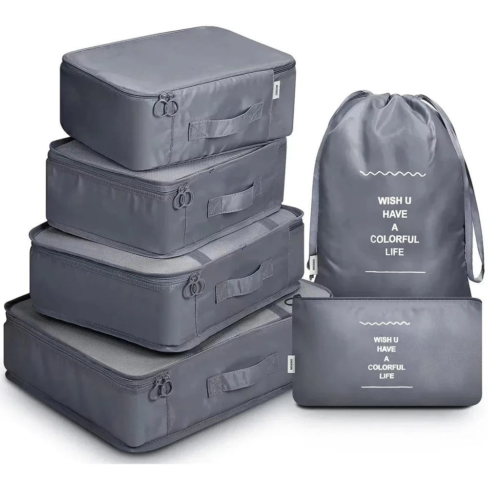 6pcs Travel Bag Organizer Clothes Luggage Travel Organizer Blanket Shoes Organizers Bag Suitcase Traveling Pouch Packing Cubes