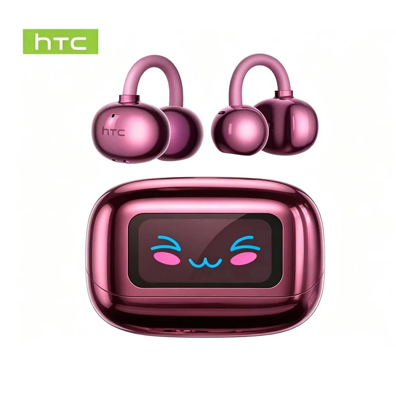 Bluetooth Auricles HTC NE54 Similar NE32 True Wireless Earclip Earbuds Bluetooth 6.0 Touch Color Display HiFi Sound Bone Conduc