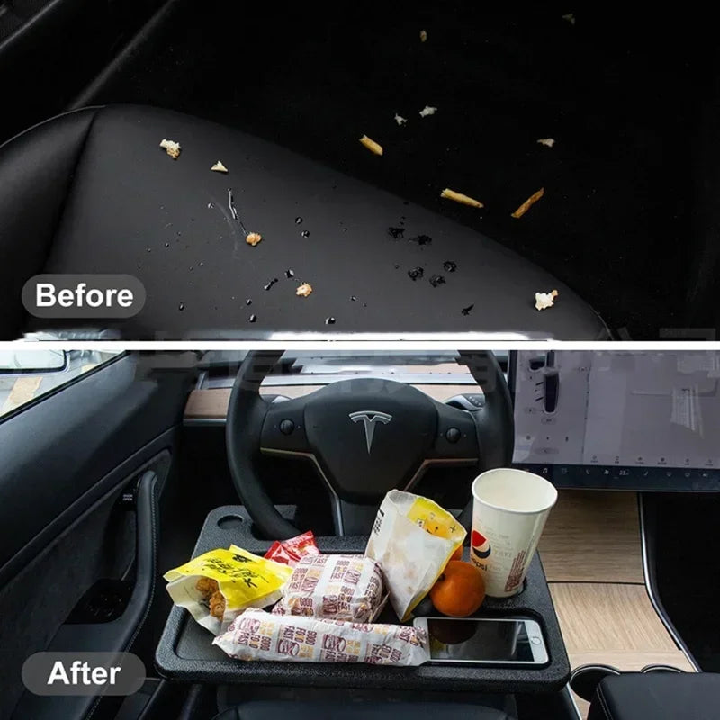 Car Travel Table For Tesla Model 3 X S Y Laptop Desk Multifunctional Steering Wheel Table Eating Notebook Holder Car Accessories