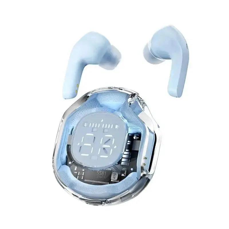TWS Wireless Bluetooth Earphone Noise Canceling HiFi Stereo Sport Headphones With LED Digital Display Transparent Charging Case