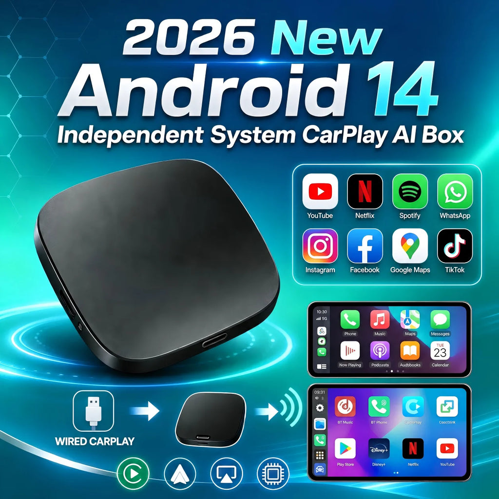 Android15 Car Smart AI Box Built in Google Play Store Support Netflix IPTV Plug& Play For Kia VW Fits OEM Wired CarPlay Vehicles