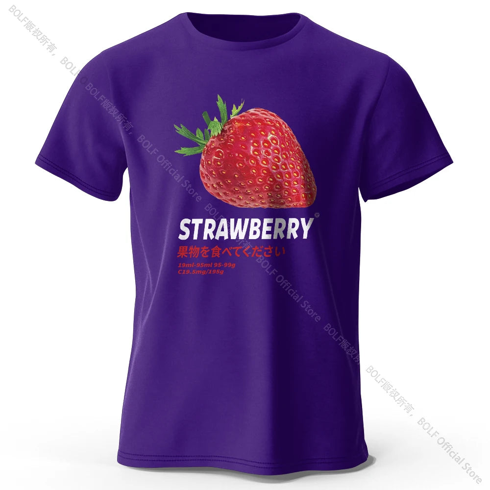 Strawberry Print T-shirt - Cute & Trendy Summer Top for Men Women, Soft & Comfortable Pure Cotton Tee