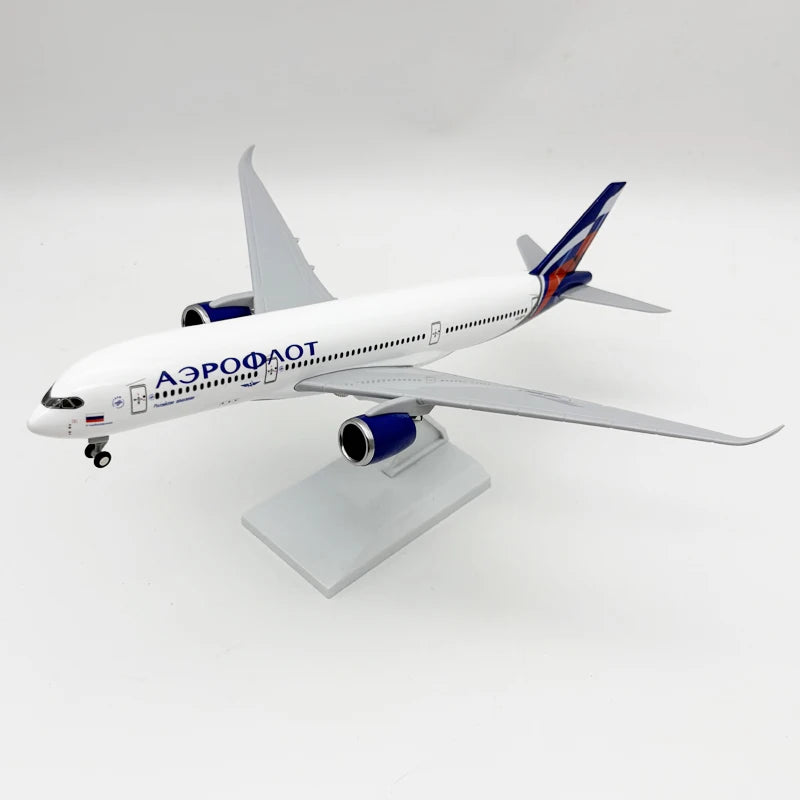 30cm Airplane Model Russia Aeroflot A350 Aircraft With Base Landing Gear resin Miniature Plane For Collectible