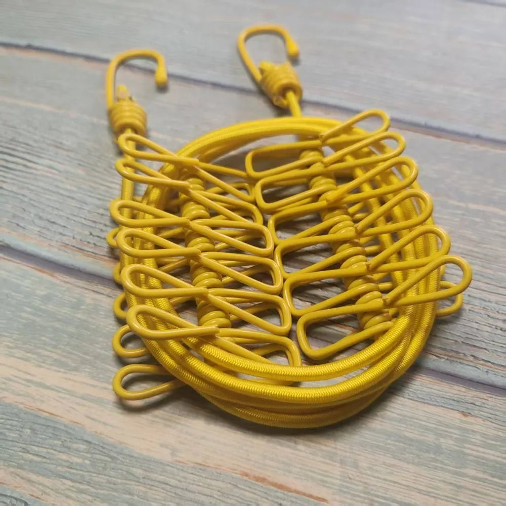 Multi-functional Windproof Clothesline with 12 Clips Colorful Clothesline Rope Travel Clothesline Outdoor