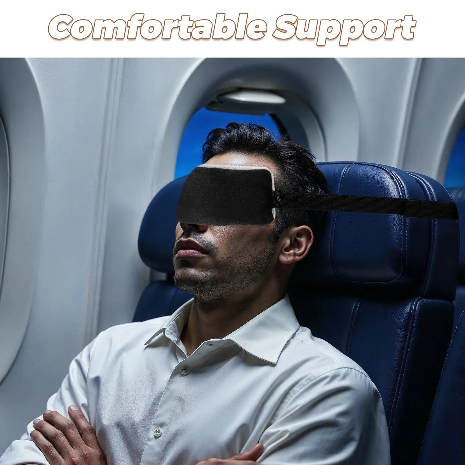 2Pcs Adjustable Soft Airplane Headrest Band Comfortable Plane Sleeping Head Holder Car Seat Support