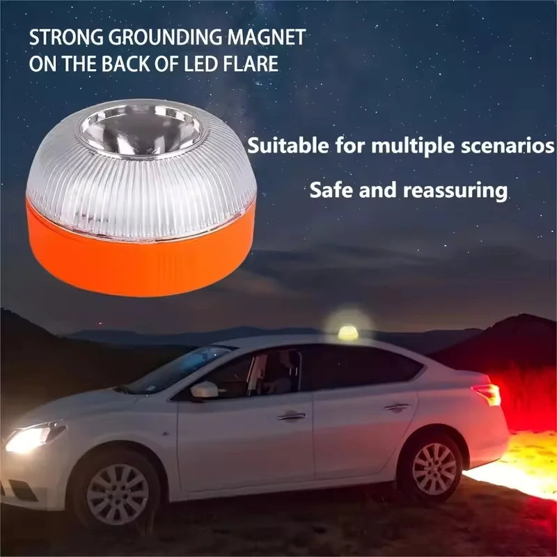 1/2pc Magnetic Flashing Yellow Emergency Lamp Safety Alert Light need AAA Battery Power for Outdoor Camping Road Safety Light