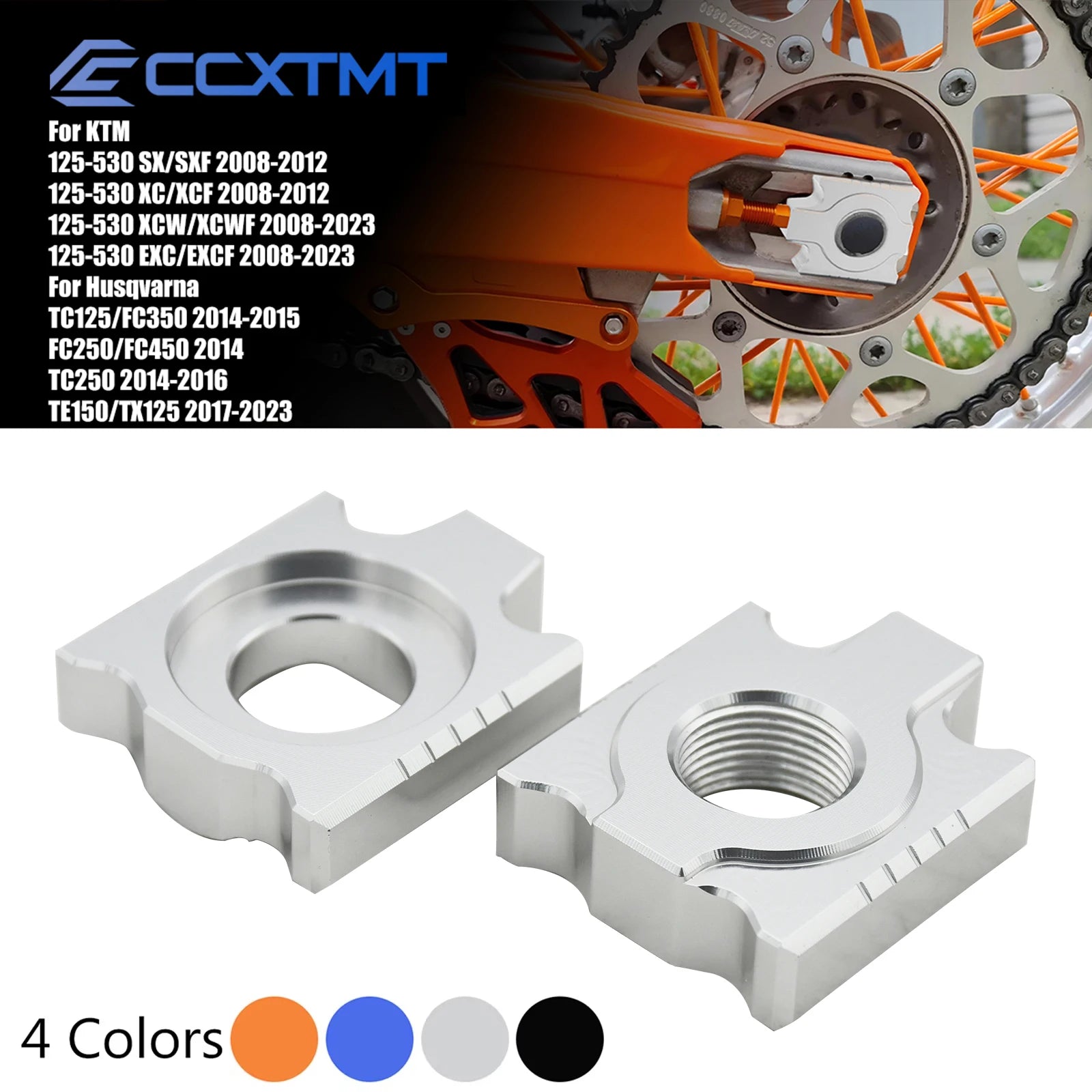 20mm CNC Aluminum Rear Chain Adjuster Axle Block For KTM 125-530cc XCF XCW SX SXF XC XCWF EXC EXCF 2008-2023 2022 2021 Universal